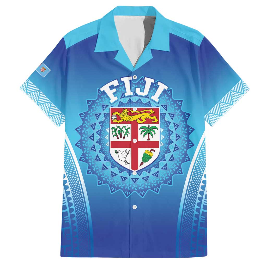 Custom Fiji Football Family Matching Short Sleeve Bodycon Dress and Hawaiian Shirt Fijian Tapa Pattern