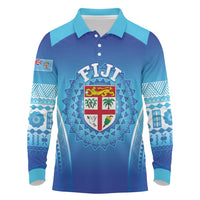 Custom Fiji Football Long Sleeve Polo Shirt Fijian Tapa Pattern