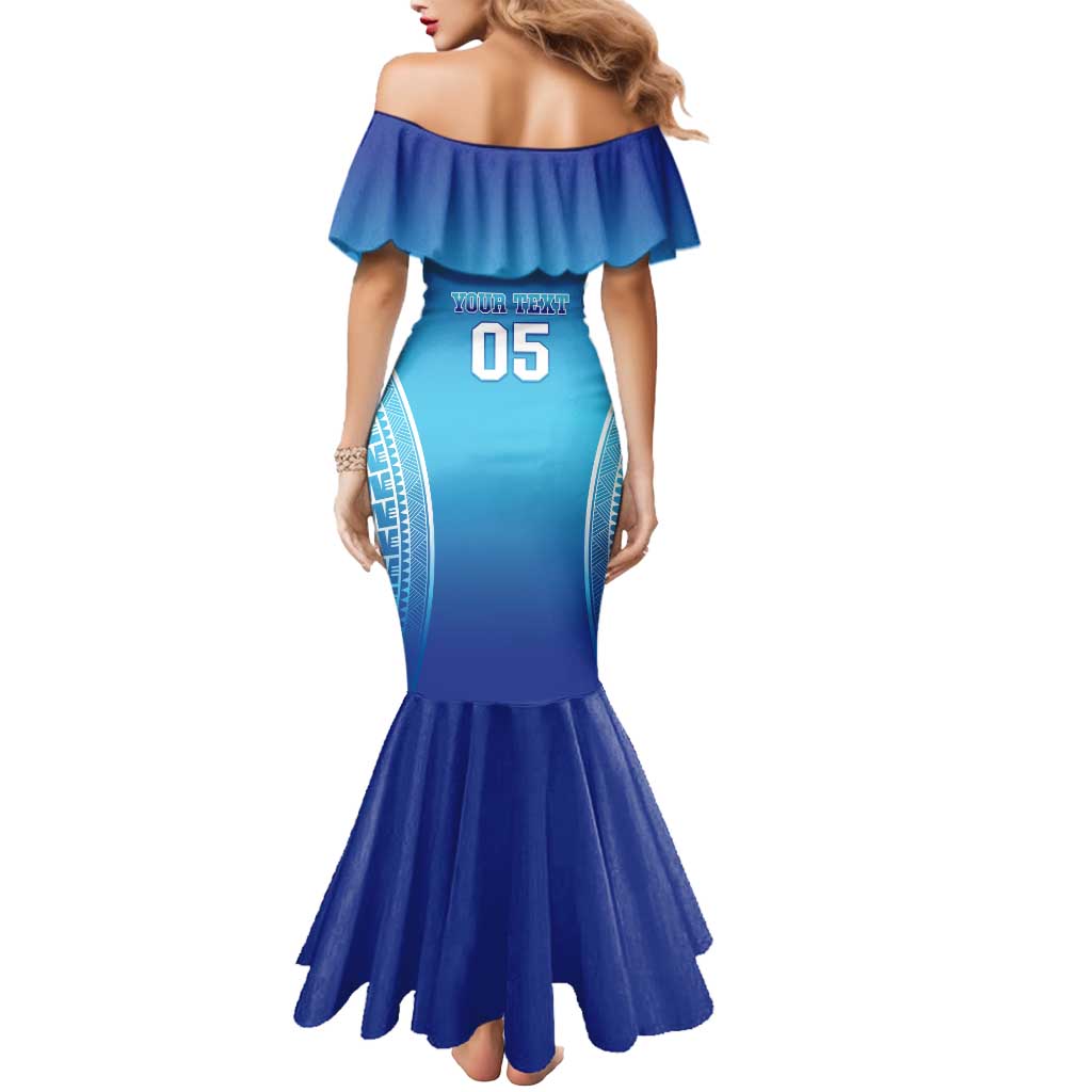 Custom Fiji Football Mermaid Dress Fijian Tapa Pattern