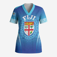 Custom Fiji Football Scrub Top Fijian Tapa Pattern - Polynesian Pride