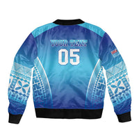Custom Fiji Football Sleeve Zip Bomber Jacket Fijian Tapa Pattern