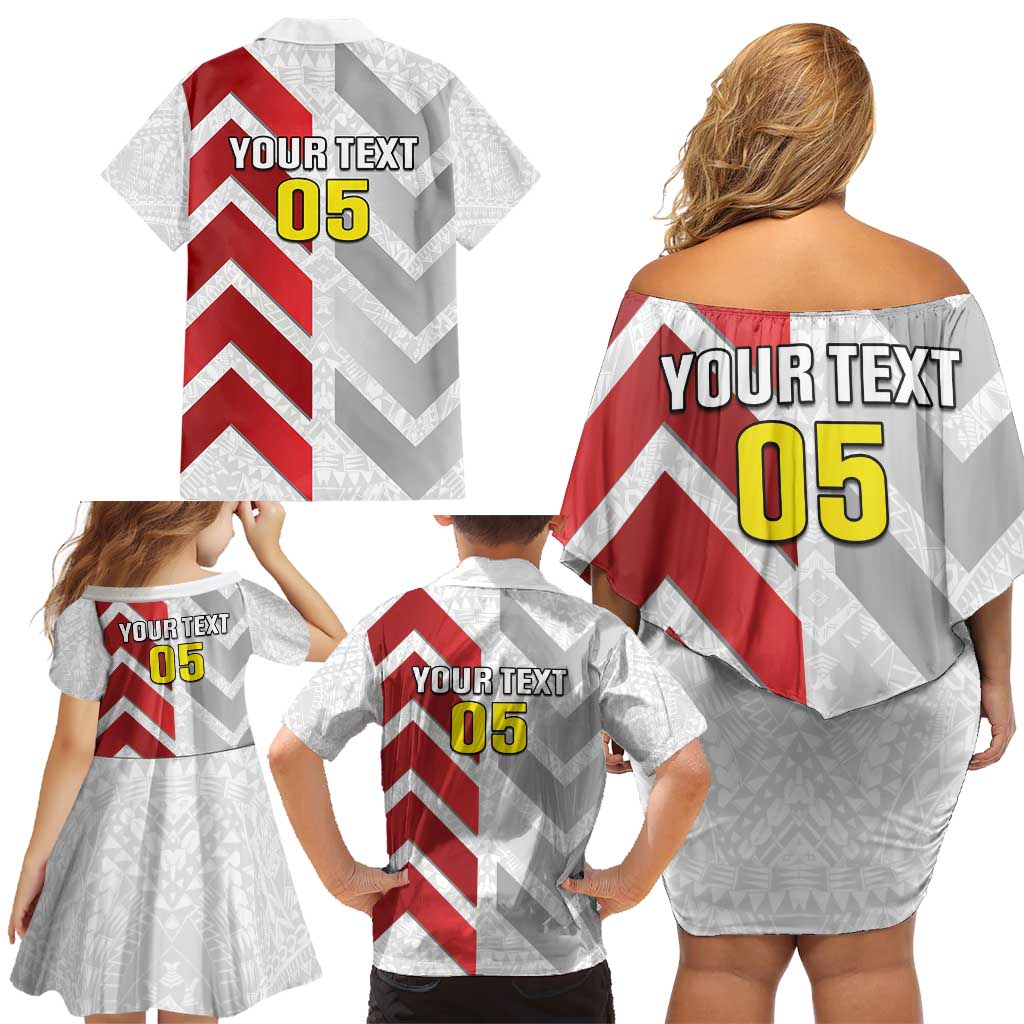 Custom New Caledonia Football Family Matching Off Shoulder Short Dress and Hawaiian Shirt Unique Style