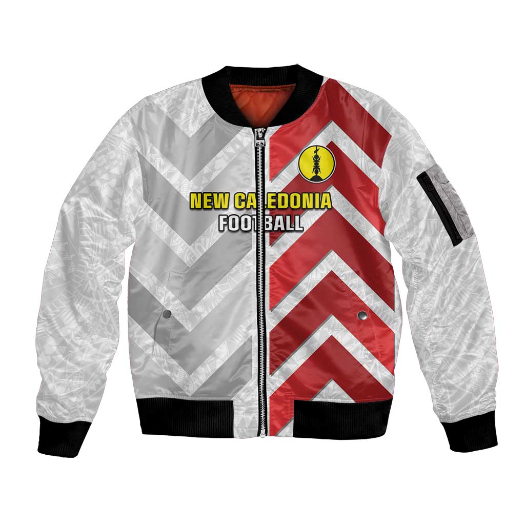 Custom New Caledonia Football Sleeve Zip Bomber Jacket Unique Style LT05 Unisex Red - Polynesian Pride