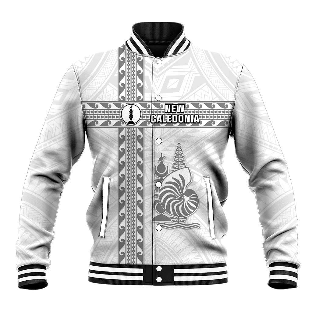 Custom New Caledonia Football Baseball Jacket Go The Kagus LT05 Unisex White - Polynesian Pride