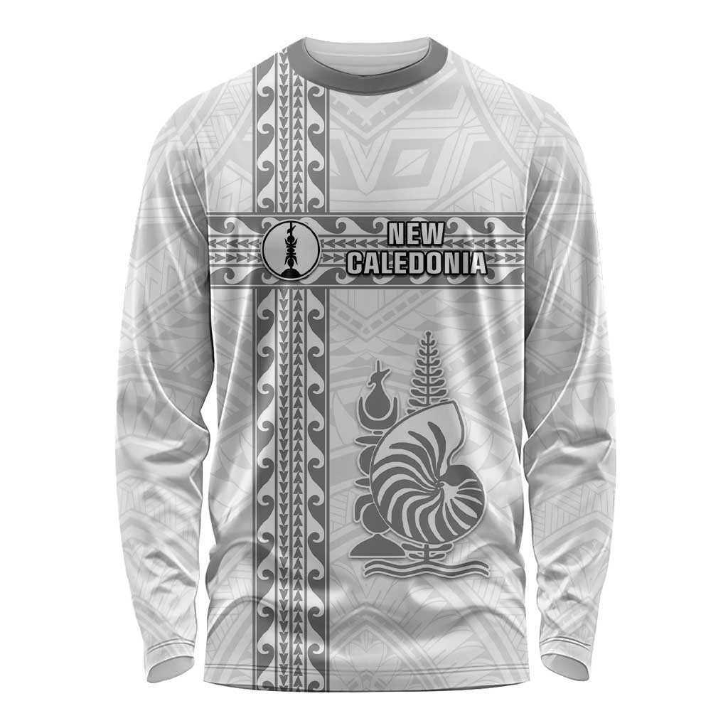 Custom New Caledonia Football Long Sleeve Shirt Go The Kagus LT05 Unisex White - Polynesian Pride