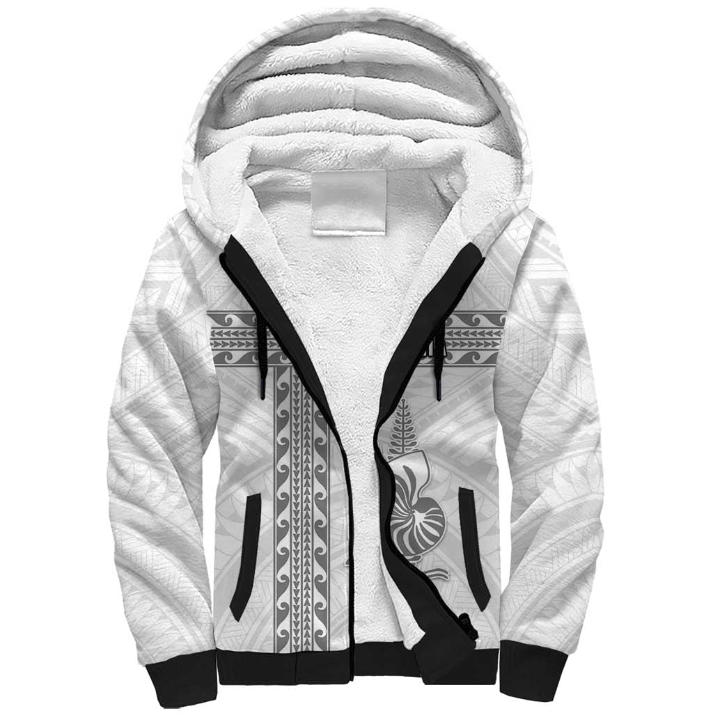Custom New Caledonia Football Sherpa Hoodie Go The Kagus LT05 Unisex White - Polynesian Pride