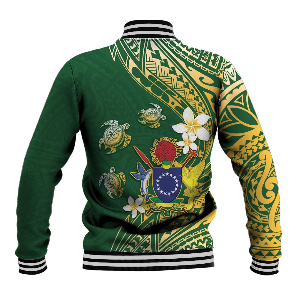 Cook Islands 15 Finest Baseball Jacket Plumeria Polynesian Turtle