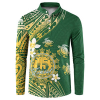 Cook Islands 15 Finest Button Sweatshirt Plumeria Polynesian Turtle