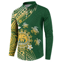 Cook Islands 15 Finest Button Sweatshirt Plumeria Polynesian Turtle