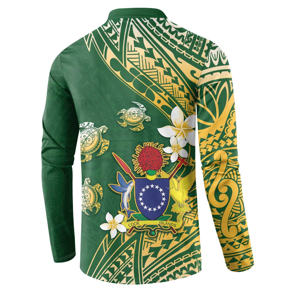 Cook Islands 15 Finest Button Sweatshirt Plumeria Polynesian Turtle