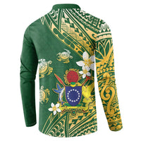 Cook Islands 15 Finest Button Sweatshirt Plumeria Polynesian Turtle