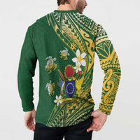 Cook Islands 15 Finest Button Sweatshirt Plumeria Polynesian Turtle