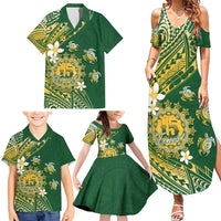 Cook Islands 15 Finest Family Matching Summer Maxi Dress and Hawaiian Shirt Plumeria Polynesian Turtle
