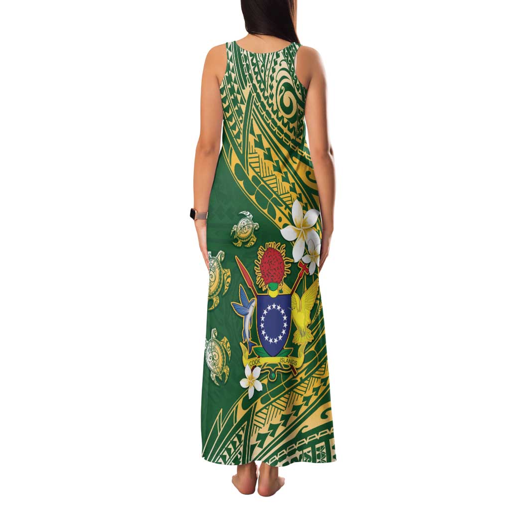 Cook Islands 15 Finest Family Matching Tank Maxi Dress and Hawaiian Shirt Plumeria Polynesian Turtle