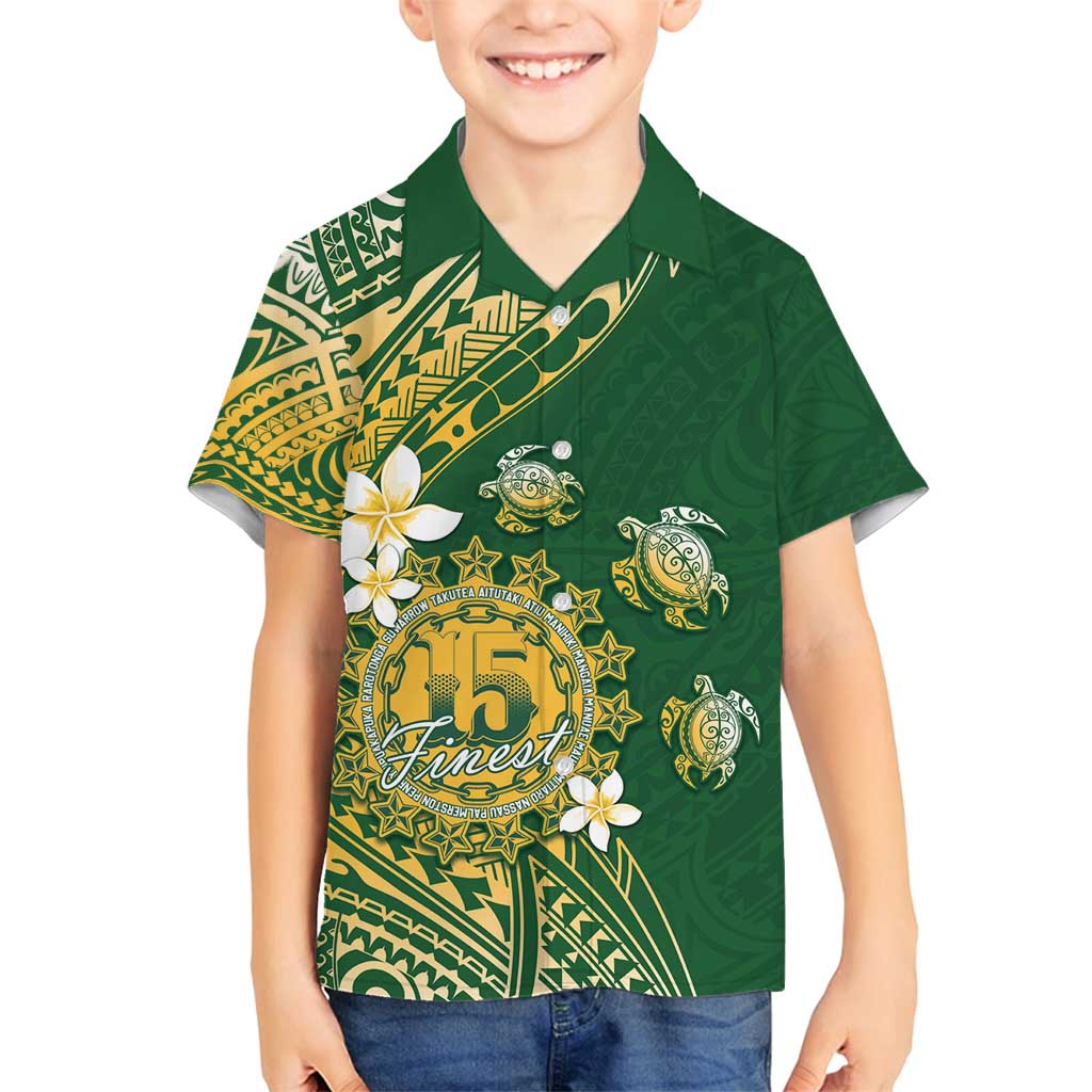 Cook Islands 15 Finest Family Matching Tank Maxi Dress and Hawaiian Shirt Plumeria Polynesian Turtle