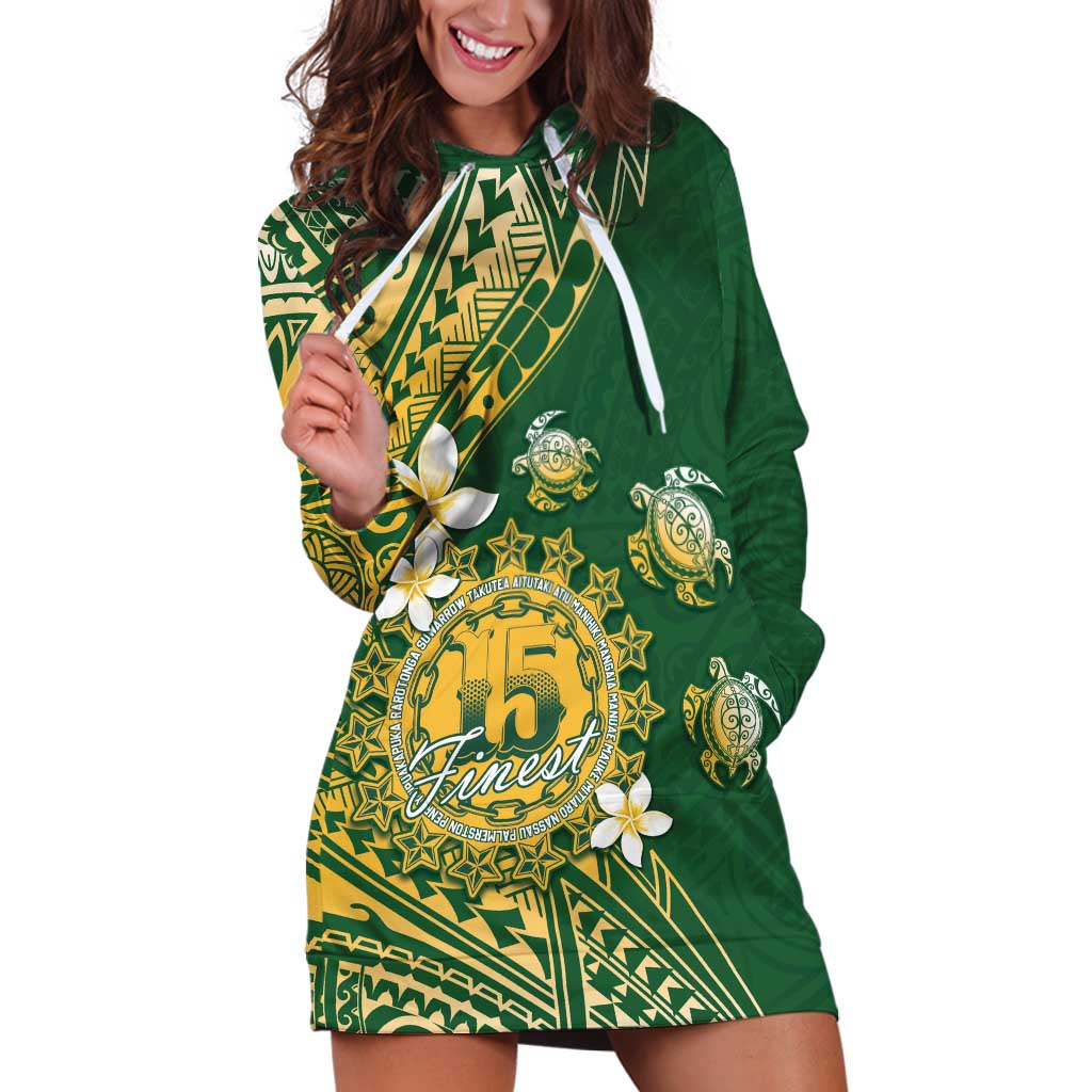 Cook Islands 15 Finest Hoodie Dress Plumeria Polynesian Turtle