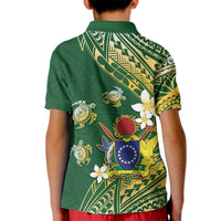 Cook Islands 15 Finest Kid Polo Shirt Plumeria Polynesian Turtle