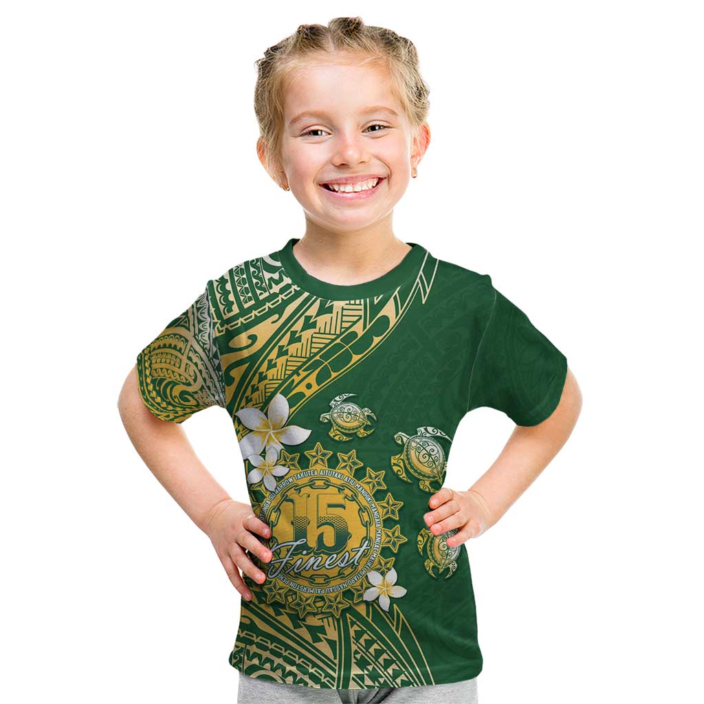 Cook Islands 15 Finest Kid T Shirt Plumeria Polynesian Turtle