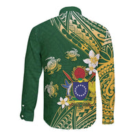 Cook Islands 15 Finest Long Sleeve Button Shirt Plumeria Polynesian Turtle