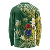 Cook Islands 15 Finest Long Sleeve Shirt Plumeria Polynesian Turtle