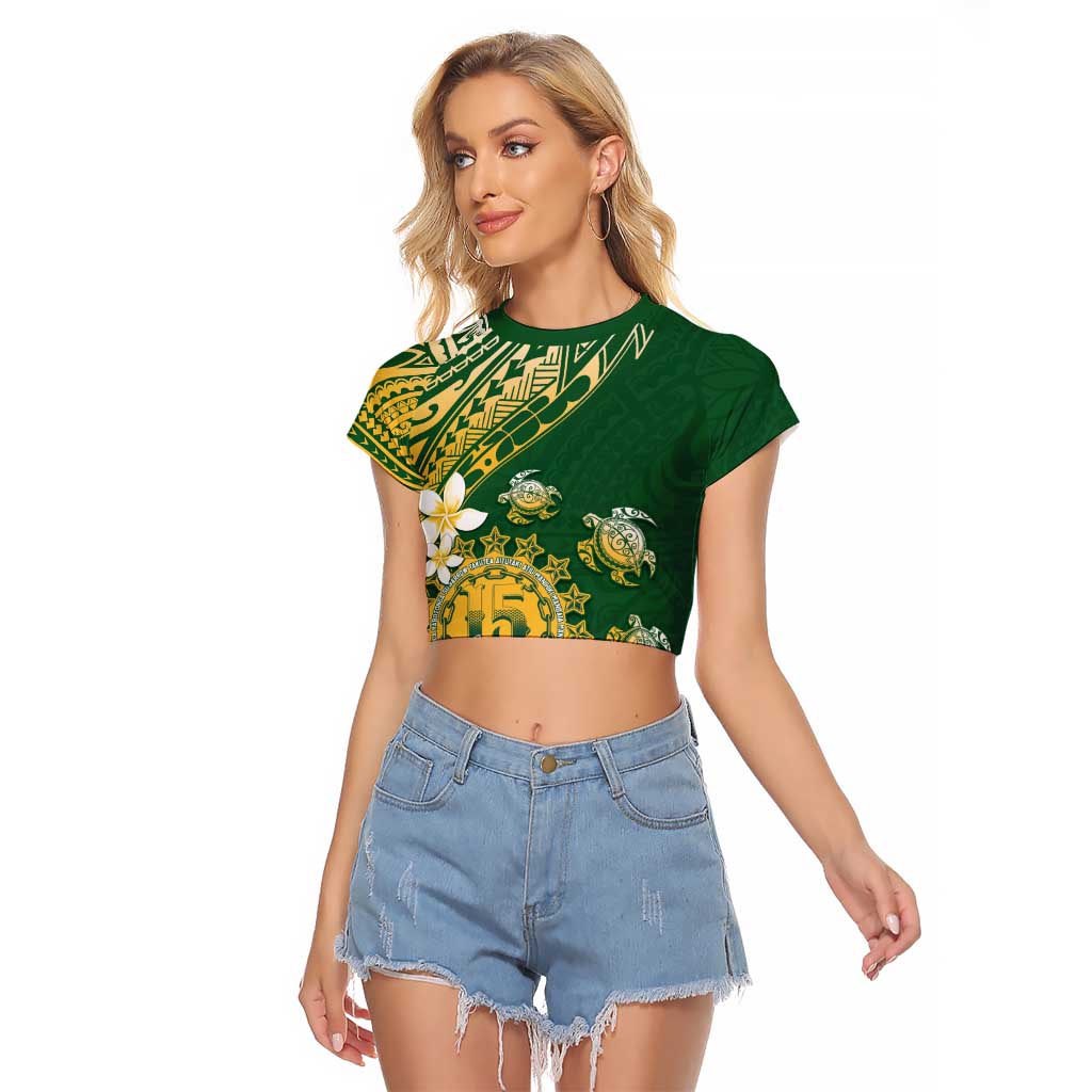 Cook Islands 15 Finest Raglan Cropped T Shirt Plumeria Polynesian Turtle