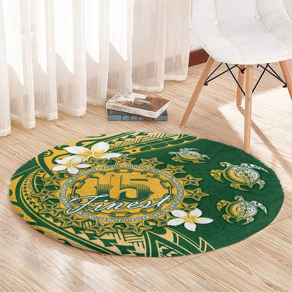 Cook Islands 15 Finest Round Carpet Plumeria Polynesian Turtle