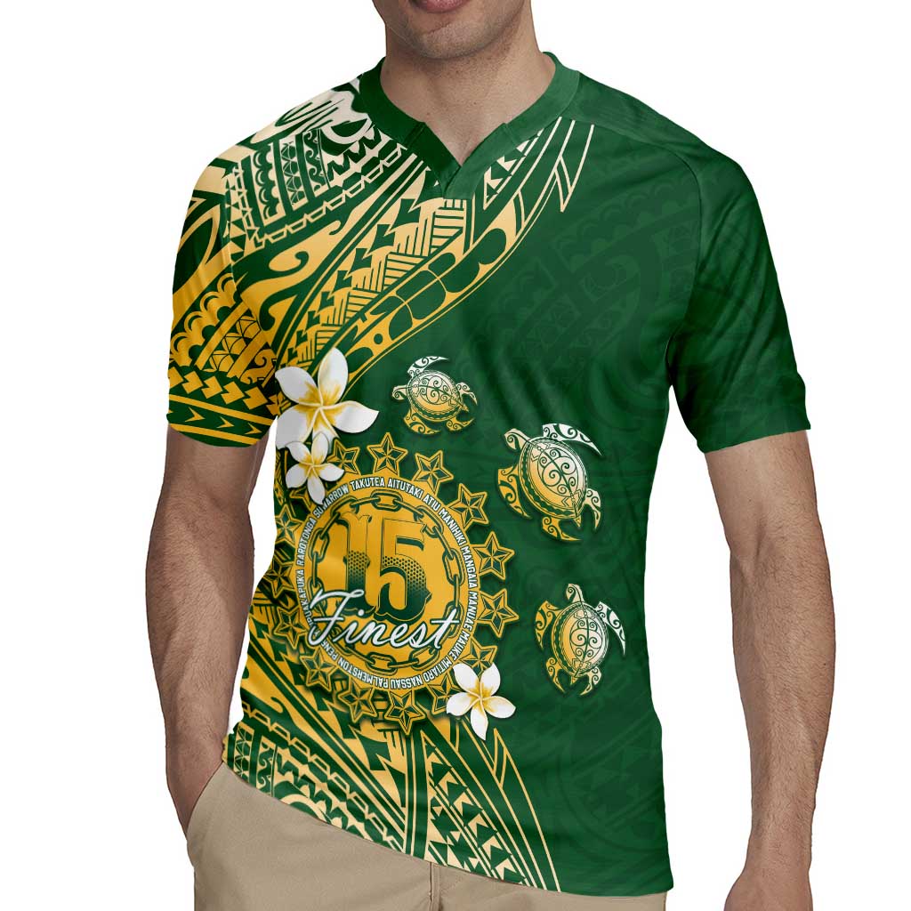 Cook Islands 15 Finest Rugby Jersey Plumeria Polynesian Turtle