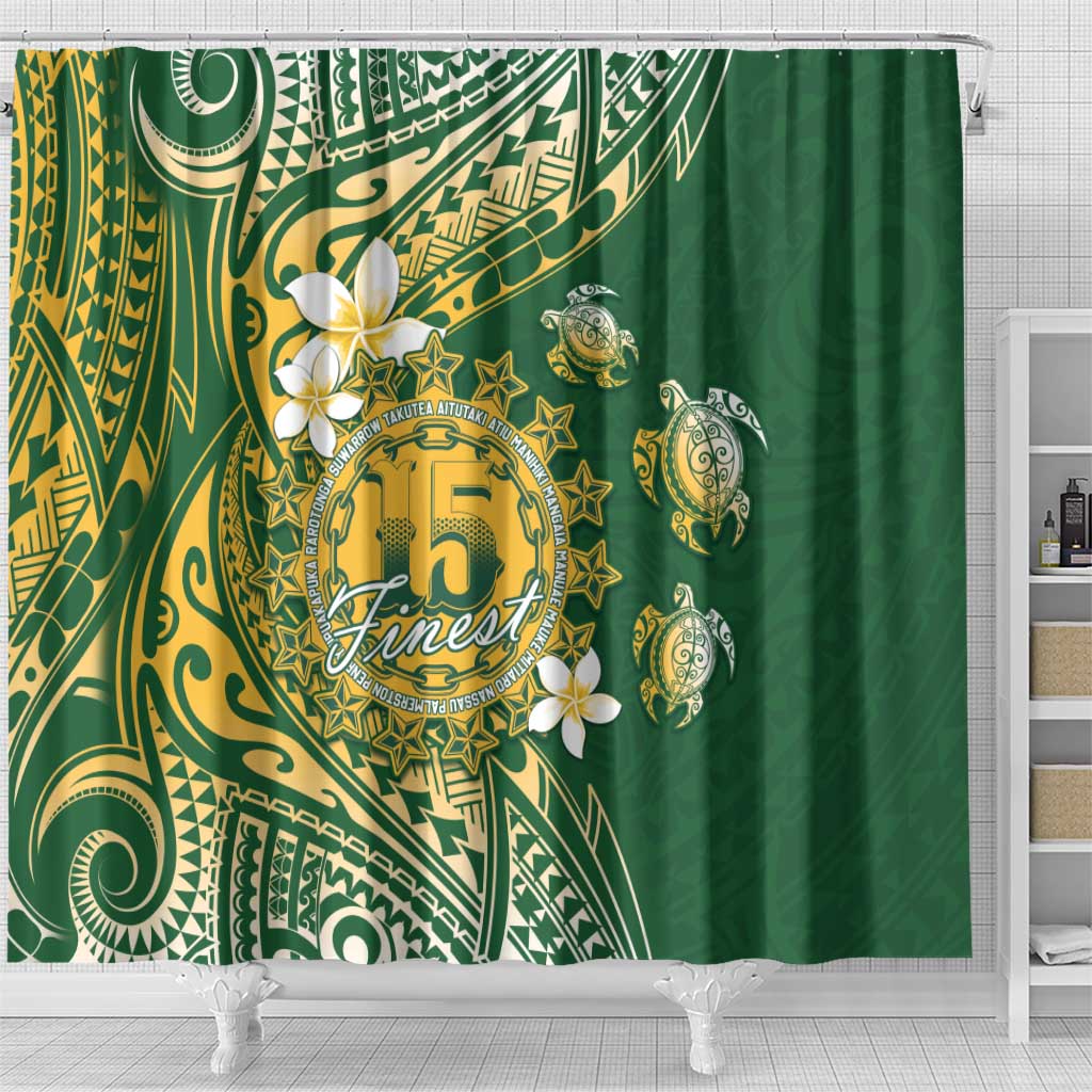 Cook Islands 15 Finest Shower Curtain Plumeria Polynesian Turtle