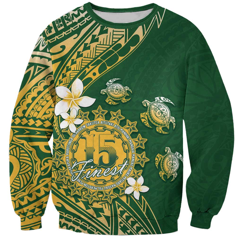 Cook Islands 15 Finest Sweatshirt Plumeria Polynesian Turtle