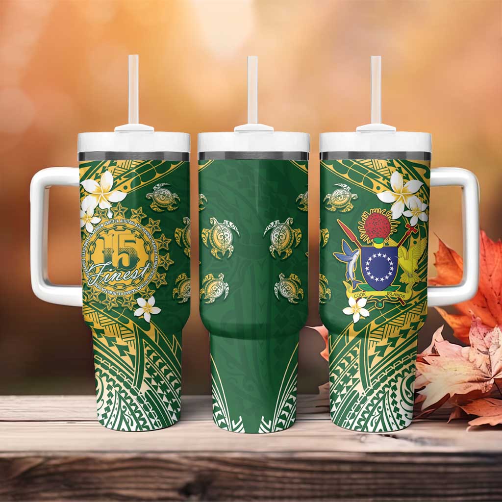 Cook Islands 15 Finest Tumbler With Handle Plumeria Polynesian Turtle
