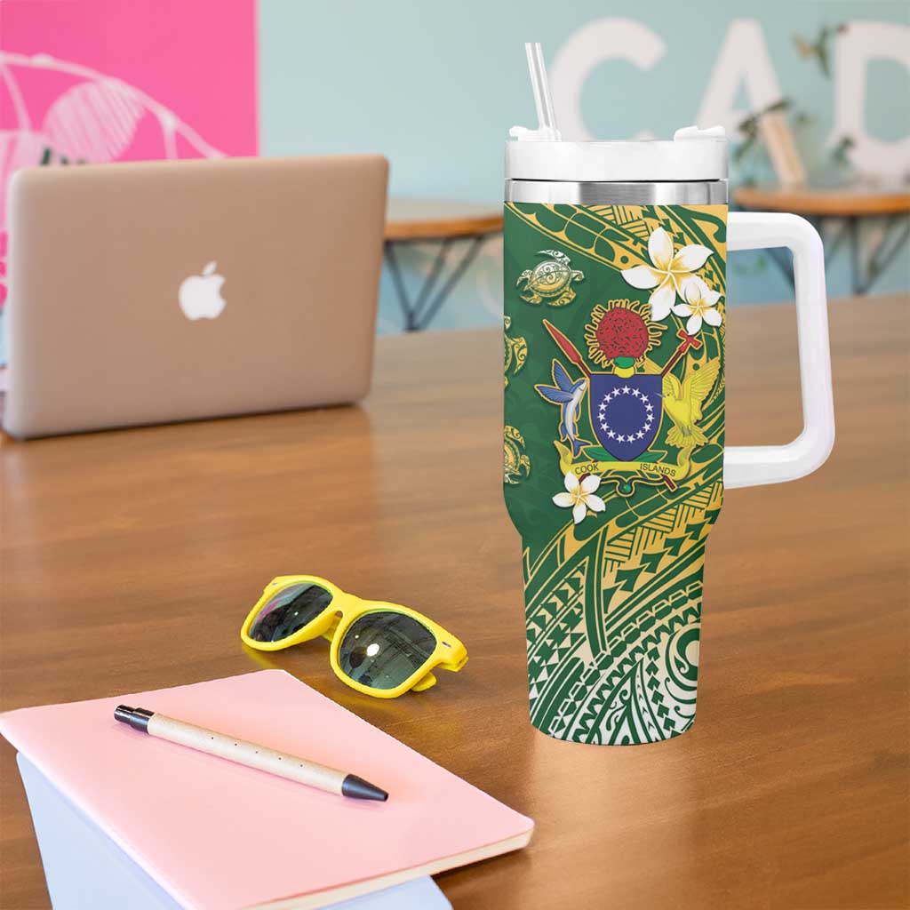 Cook Islands 15 Finest Tumbler With Handle Plumeria Polynesian Turtle