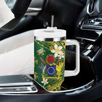 Cook Islands 15 Finest Tumbler With Handle Plumeria Polynesian Turtle
