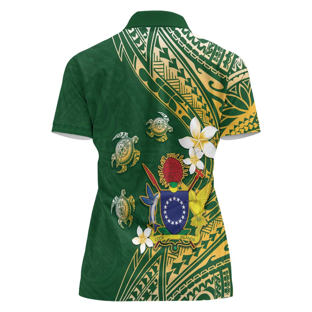 Cook Islands 15 Finest Women Polo Shirt Plumeria Polynesian Turtle