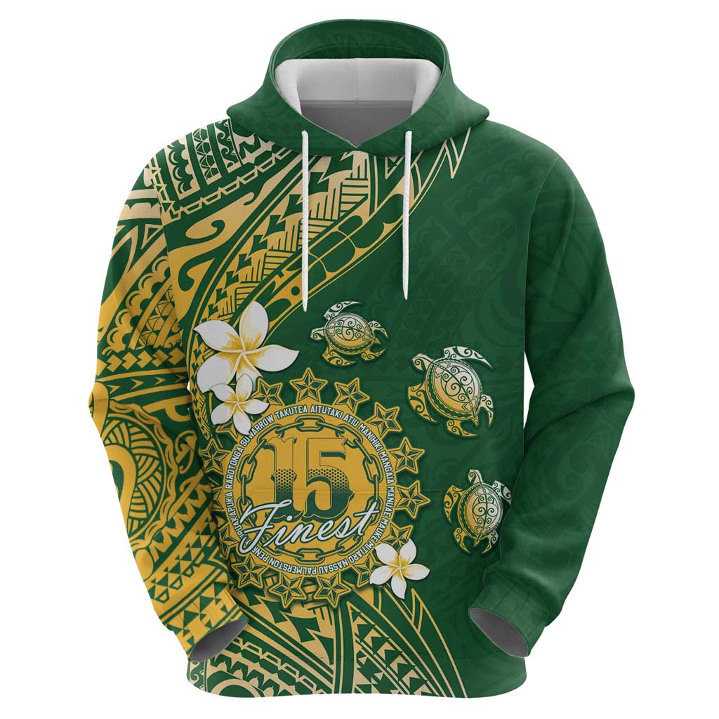 Cook Islands 15 Finest Zip Hoodie Plumeria Polynesian Turtle