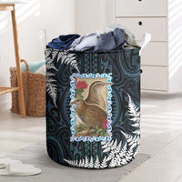 New Zealand Weka Laundry Basket Maori Hen Koru Pattern LT05 Black - Polynesian Pride