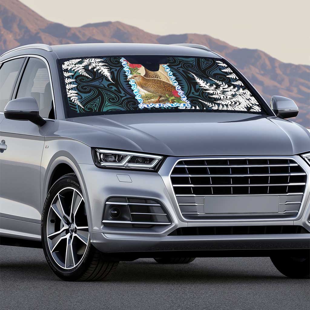 New Zealand Weka Auto Sun Shade Maori Hen Koru Pattern - Polynesian Pride