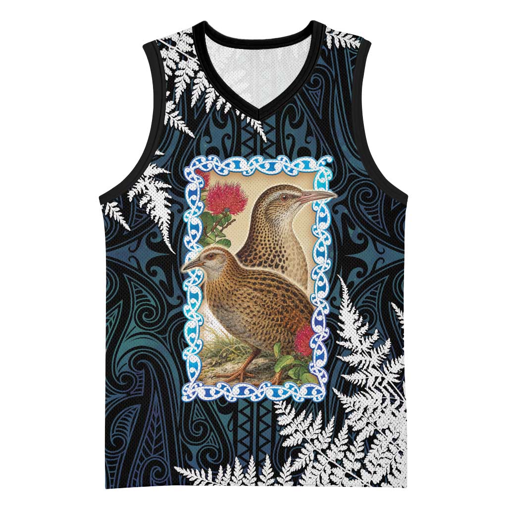 New Zealand Weka Basketball Jersey Maori Hen Koru Pattern - Polynesian Pride