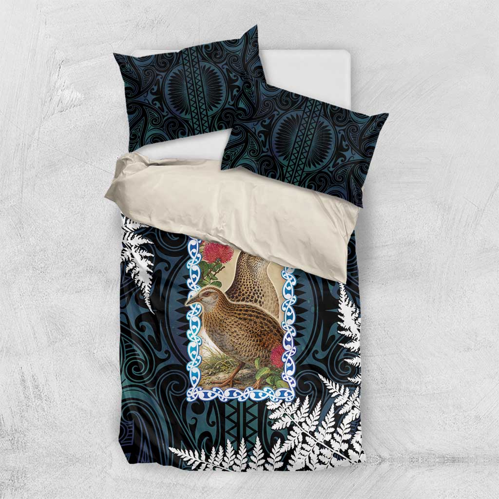 New Zealand Weka Bedding Set Maori Hen Koru Pattern - Polynesian Pride