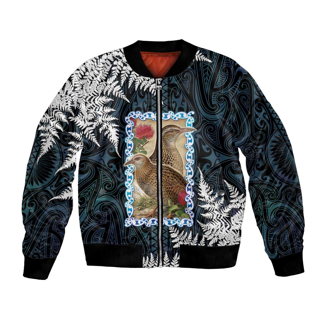 New Zealand Weka Bomber Jacket Maori Hen Koru Pattern - Polynesian Pride