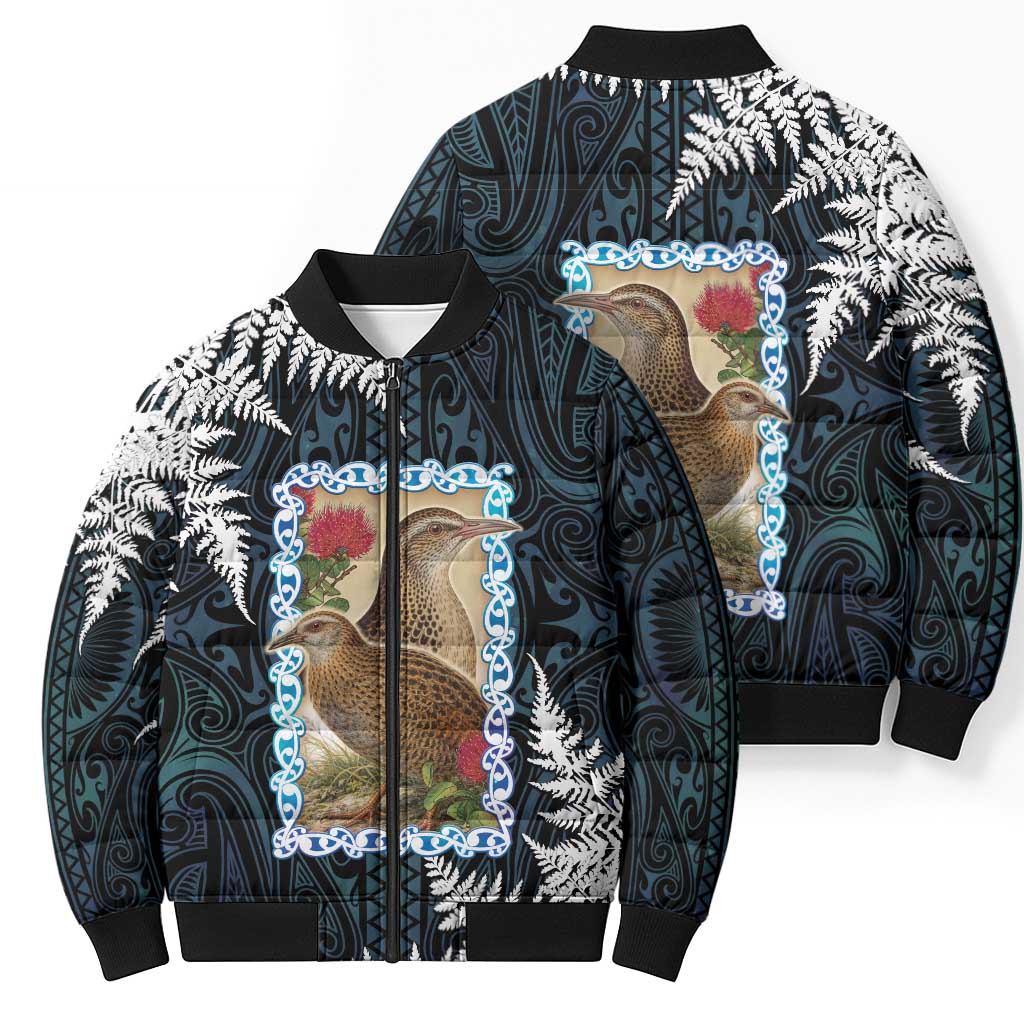 New Zealand Weka Bomber Puffer Jacket Maori Hen Koru Pattern LT05 - Polynesian Pride
