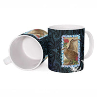 New Zealand Weka Ceramic Mug Maori Hen Koru Pattern LT05 - Polynesian Pride