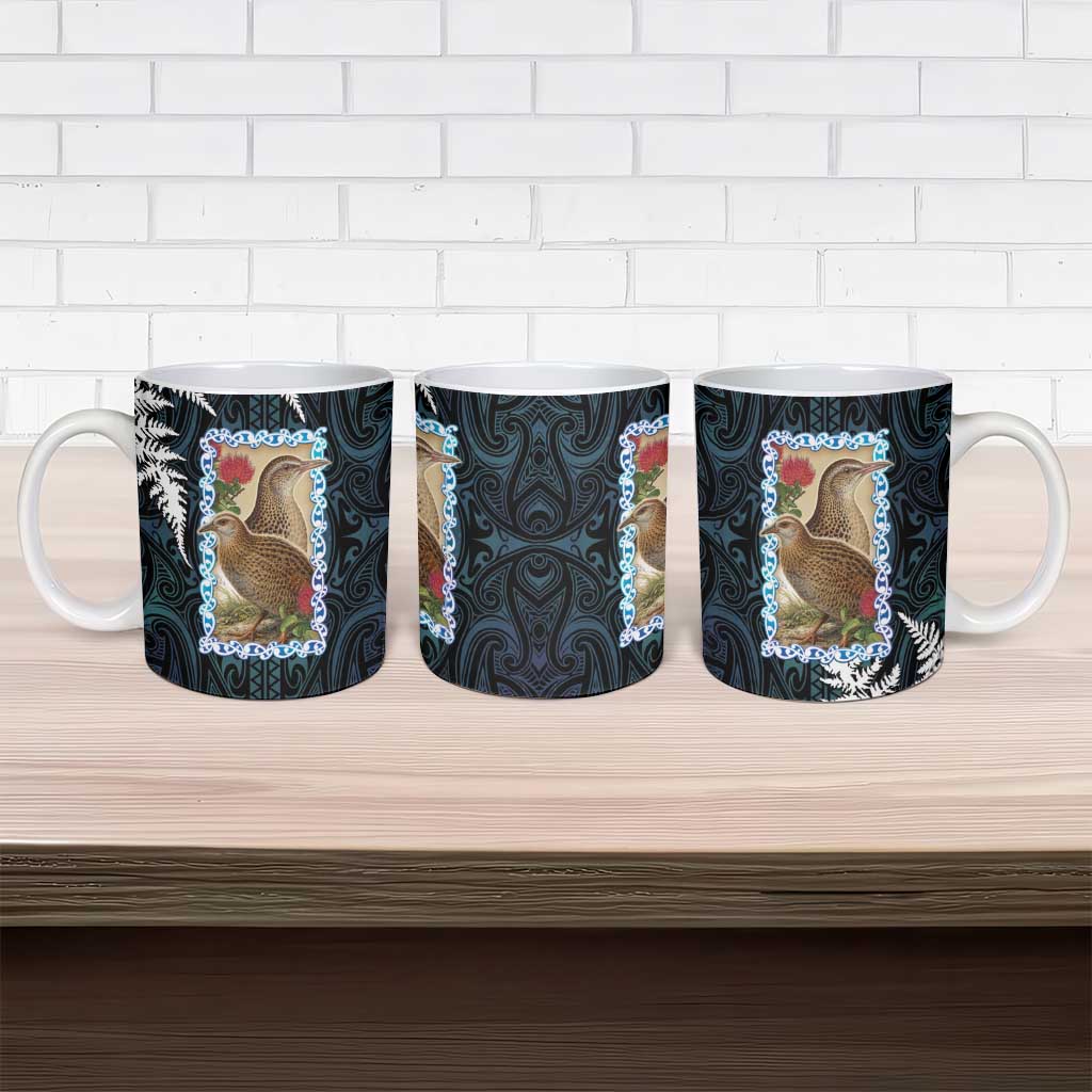 New Zealand Weka Ceramic Mug Maori Hen Koru Pattern LT05 - Polynesian Pride