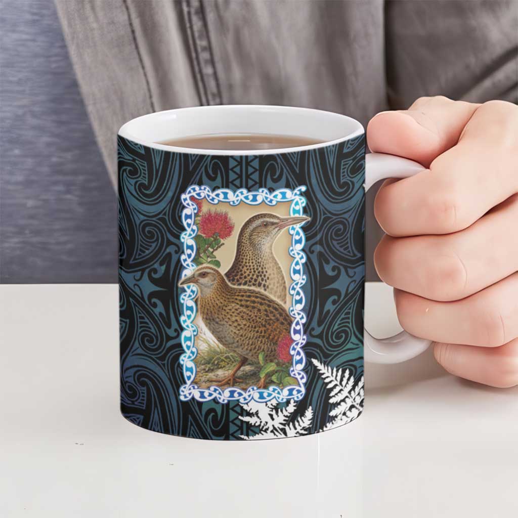 New Zealand Weka Ceramic Mug Maori Hen Koru Pattern LT05 - Polynesian Pride