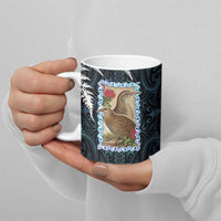 New Zealand Weka Ceramic Mug Maori Hen Koru Pattern LT05 - Polynesian Pride