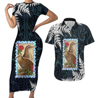 New Zealand Weka Couples Matching Short Sleeve Bodycon Dress and Hawaiian Shirt Maori Hen Koru Pattern - Polynesian Pride