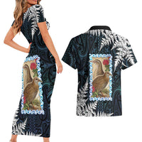 New Zealand Weka Couples Matching Short Sleeve Bodycon Dress and Hawaiian Shirt Maori Hen Koru Pattern - Polynesian Pride