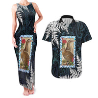 New Zealand Weka Couples Matching Tank Maxi Dress and Hawaiian Shirt Maori Hen Koru Pattern - Polynesian Pride