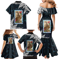New Zealand Weka Family Matching Mermaid Dress and Hawaiian Shirt Maori Hen Koru Pattern