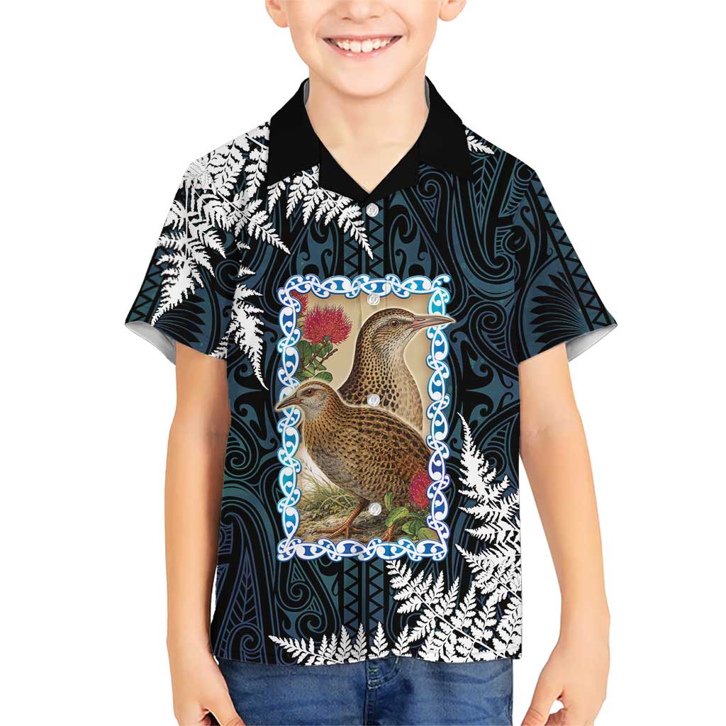 New Zealand Weka Family Matching Mermaid Dress and Hawaiian Shirt Maori Hen Koru Pattern