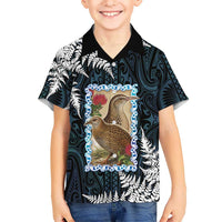New Zealand Weka Kid Hawaiian Shirt Maori Hen Koru Pattern - Polynesian Pride